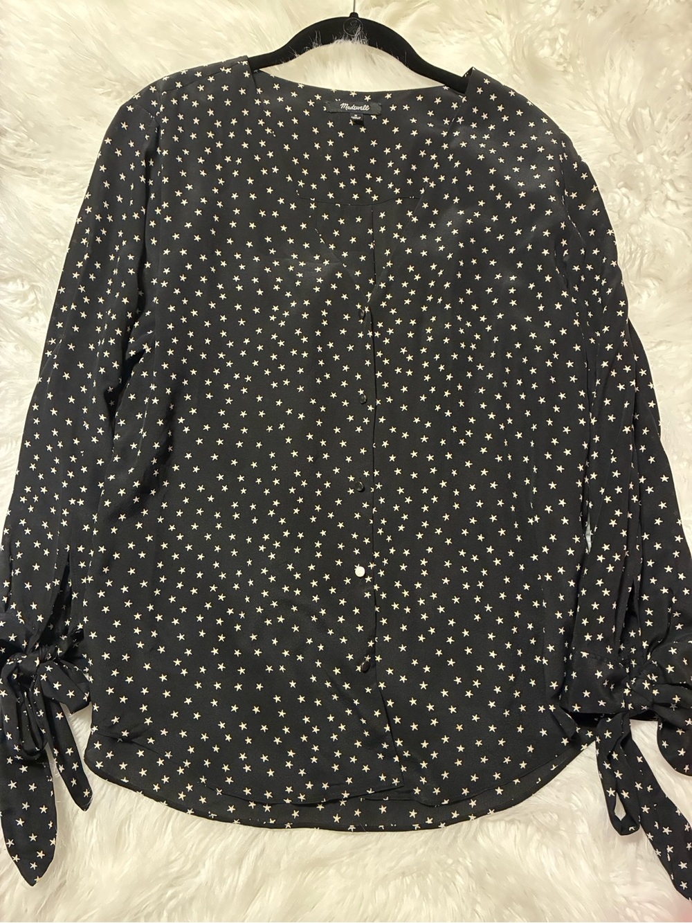 Madewell Black Star-Print Button-Down Blouse